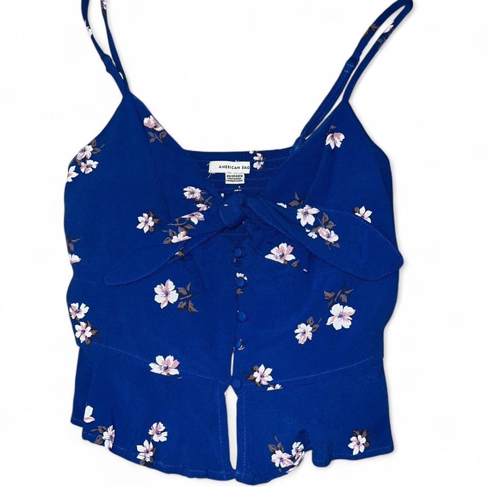 American Eagle XS Dark Blue Floral Tank